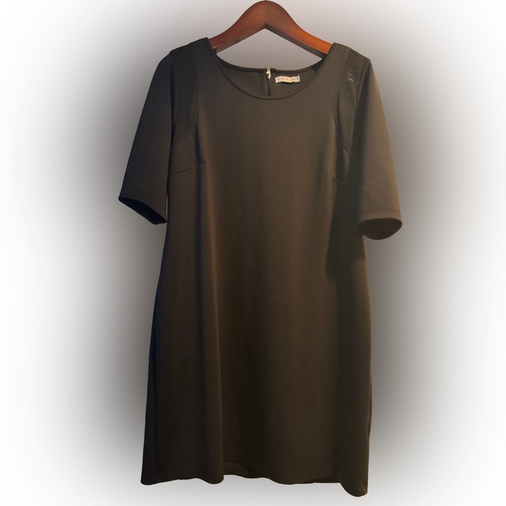 Spruce & Sage Black Dress with Mesh Shoulder Detail – Plus Size 1X